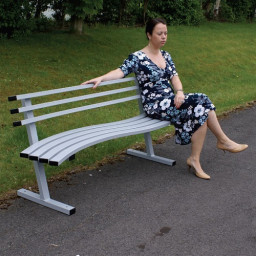 Wave Style Bench With Backrest - grey