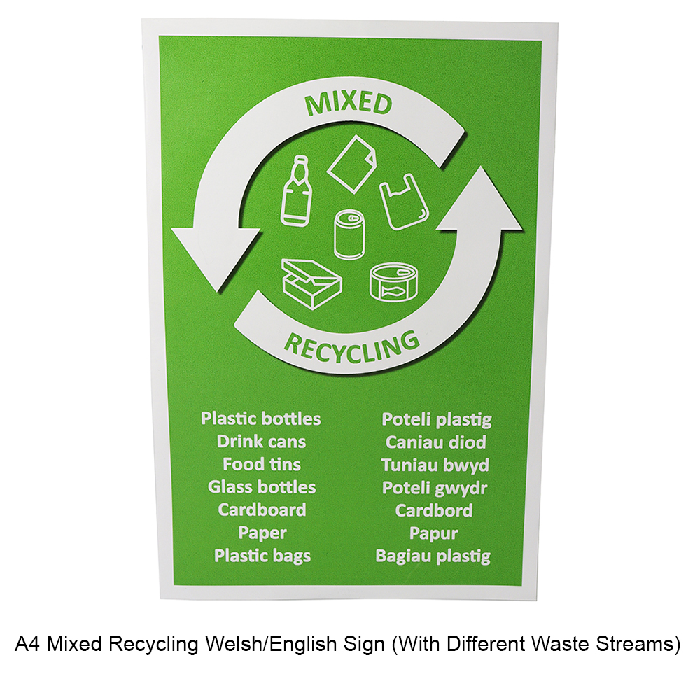 A4 Bilingual Welsh and English Bin Sign