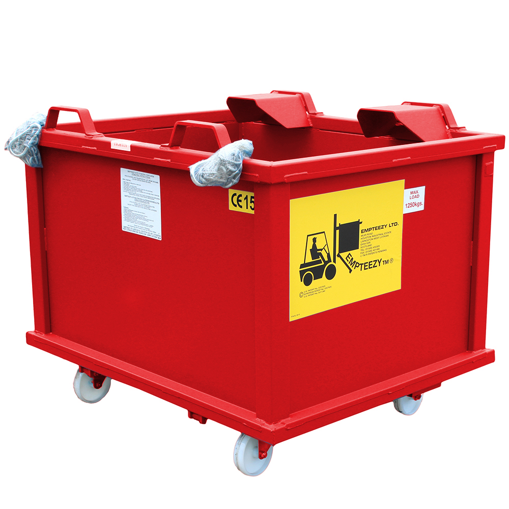 Forklift Auto Dumping Steel Container 900 to 1500kg Capacity