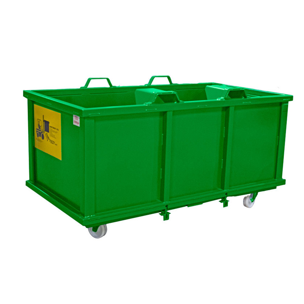 Forklift Auto Dumping Steel Container 900 to 1500kg Capacity