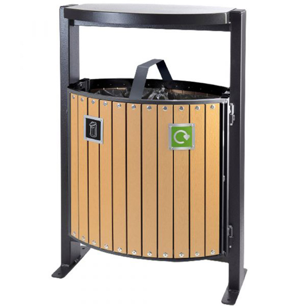 Wood Effect Dual Litter & Recycling Bin - 78 Litre