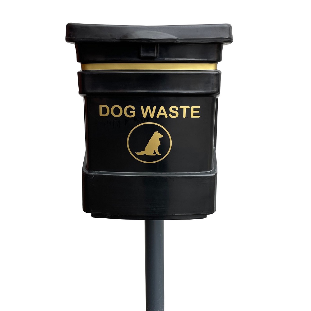 Dog Poo Bin - 40 Litres - black post