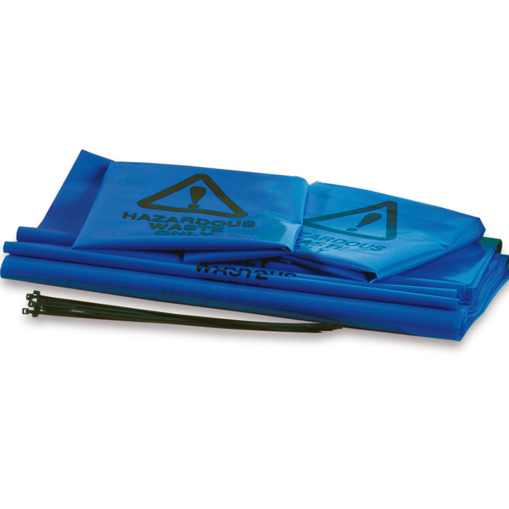 Blue Hazardous Waste Bags & Ties - Pack of 100