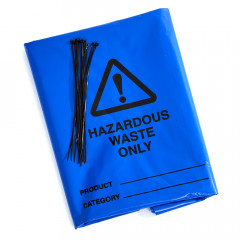 Blue Hazardous Waste Bags & Ties - Pack of 100