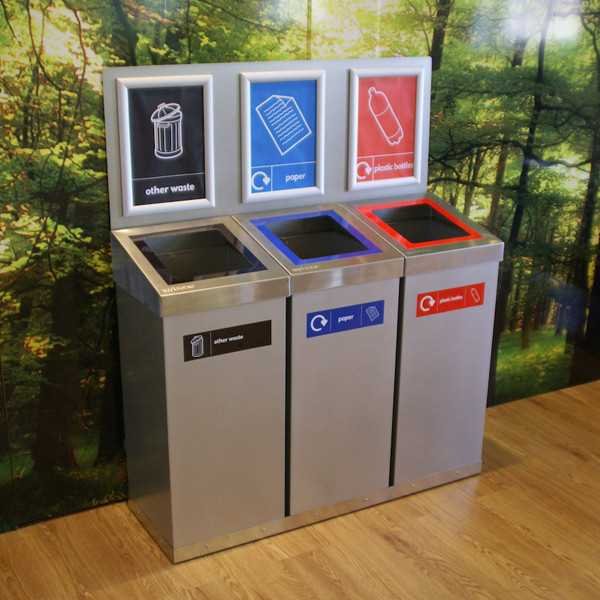 Box Cycle Triple Recycling Bin