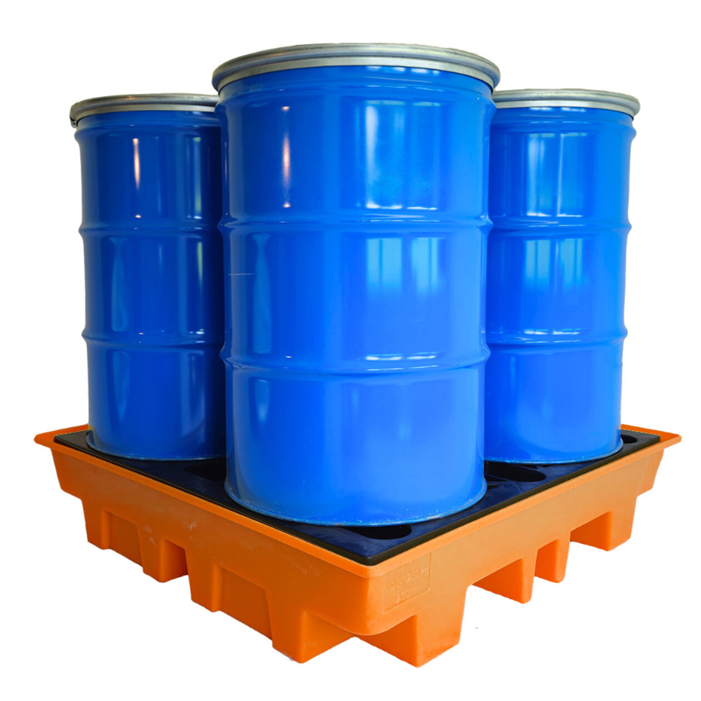 4 Drum Low Profile Spill Pallet - Orange - Clearance