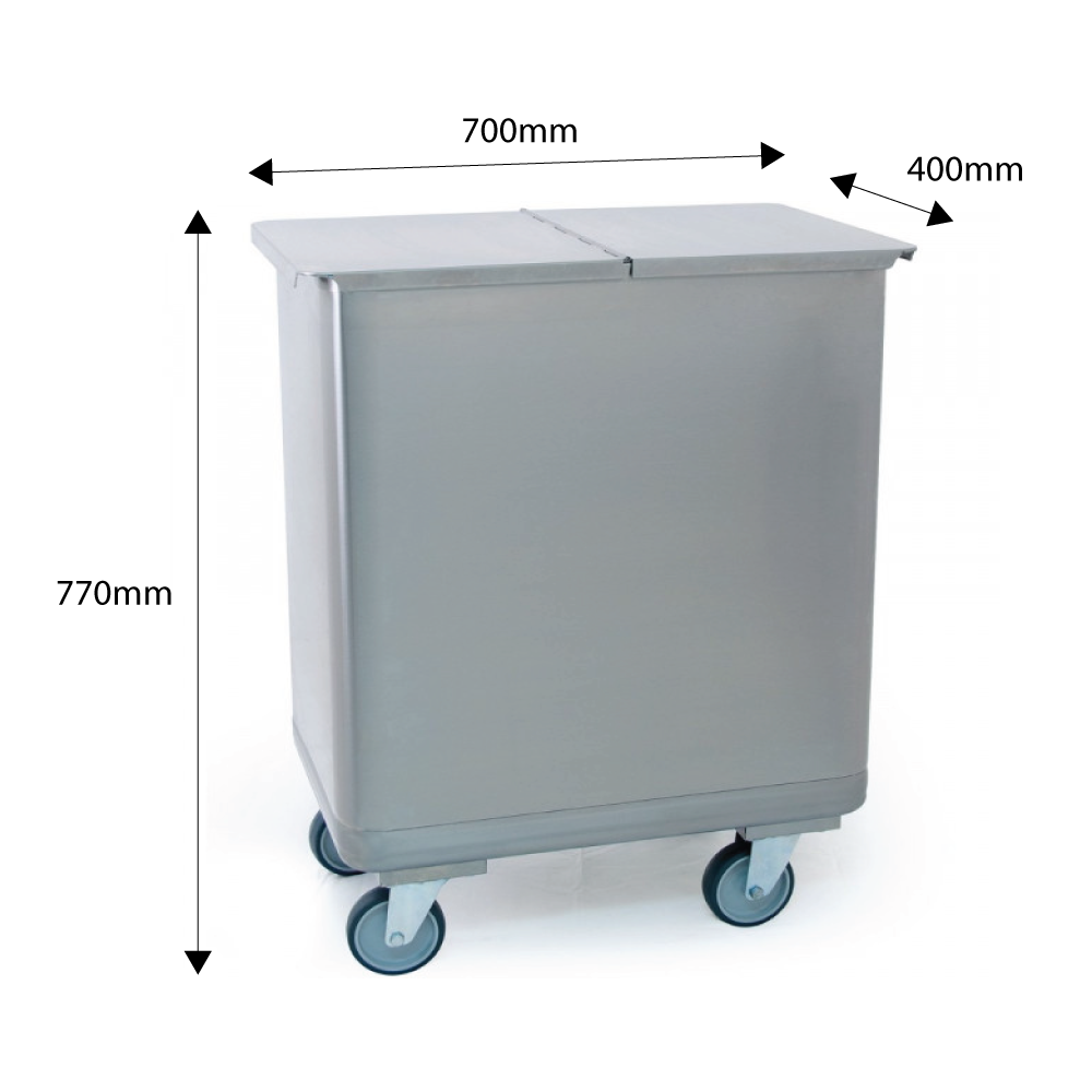 Wheeled Catering Ingredient Bin Trolley - Stainless Steel - 120 litres