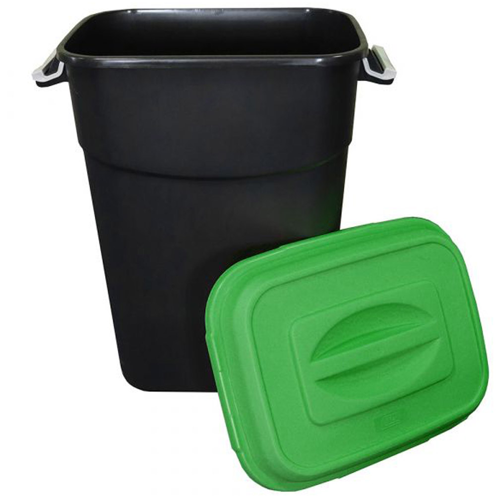 Animal Feed Bin with Clip Lid - 75 Litre - Green Lid