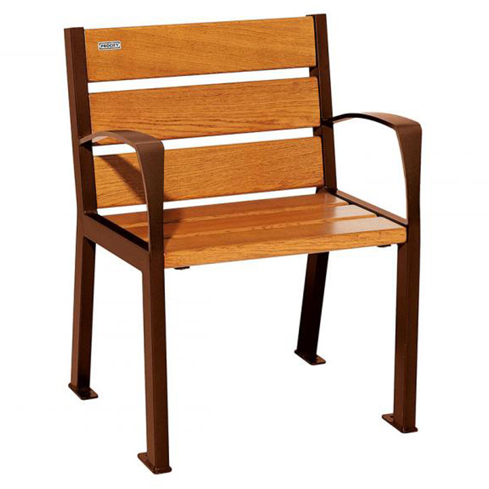 Silaos Wood and Steel Chair - Light Oak - Armrests - corten effect