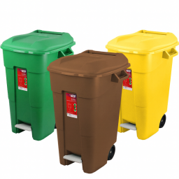 Pedal Operated Wheeled Litter Bin - 120 Litre Capacity - Solid Colour