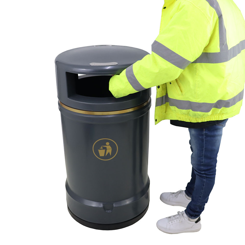 Derwent Outdoor Heritage Litter Bin - 120 Litre with person