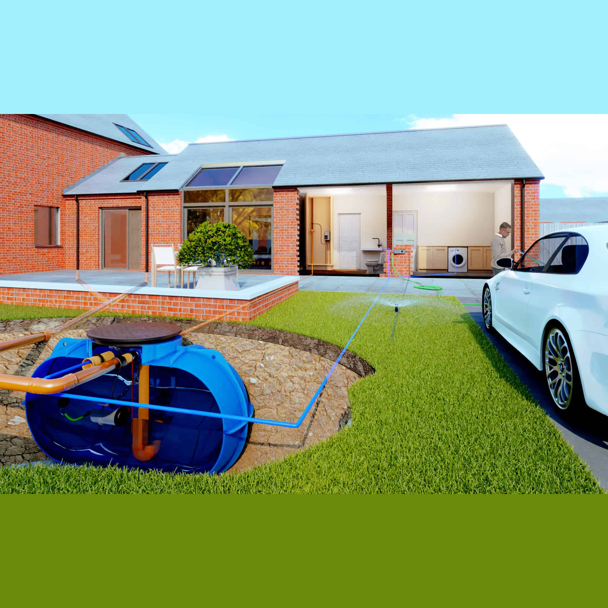 Direct Pressure Underground Rainwater Harvesting System - 3400 Litres 