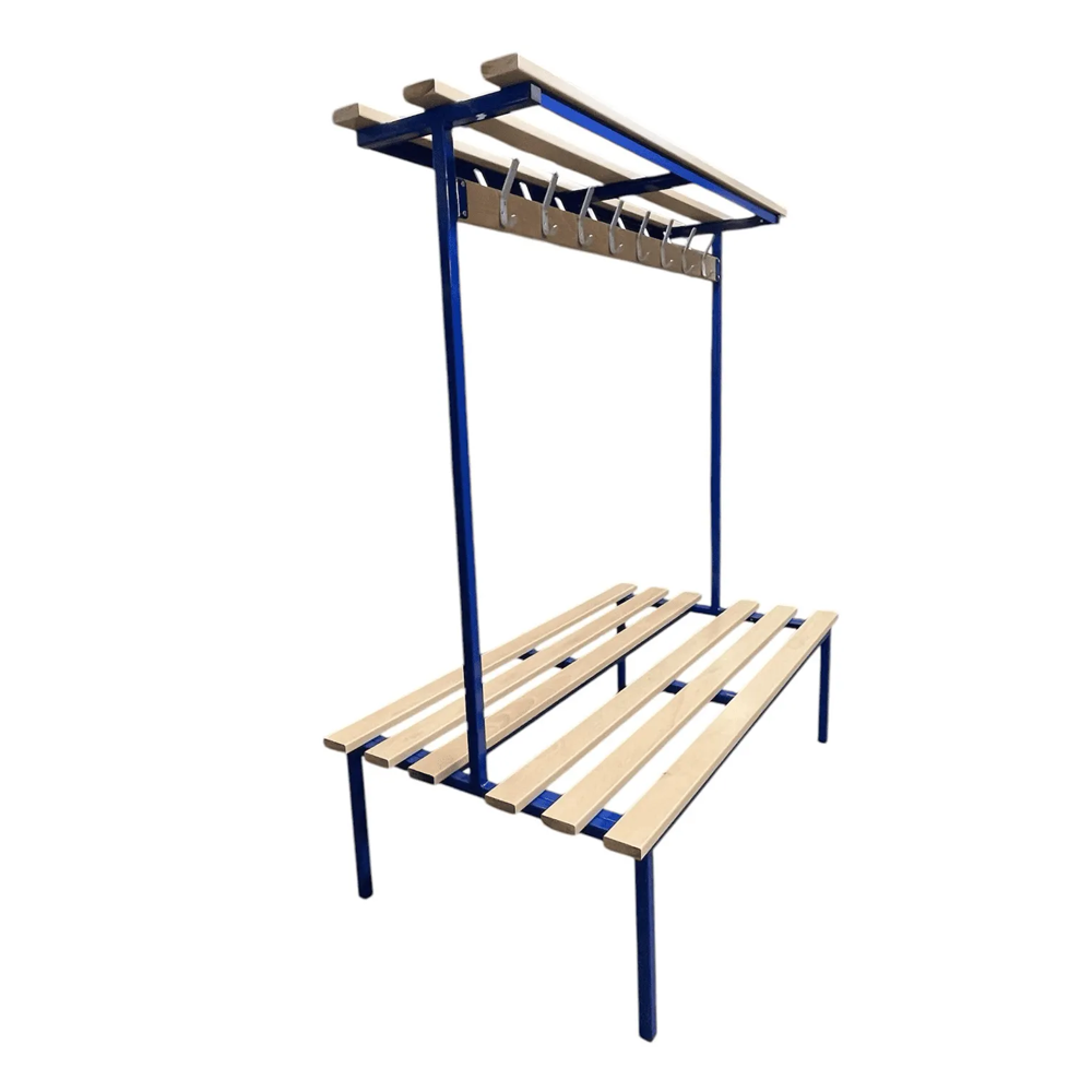 Double Sided Changing Room Bench with Shelf and Hooks