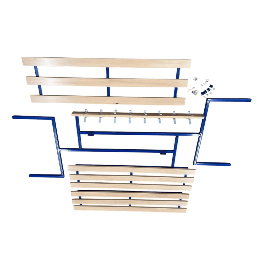 Double Sided Changing Room Bench with Shelf and Hooks