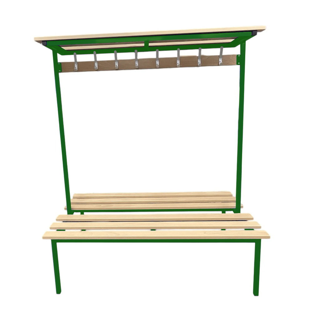 Double Sided Changing Room Bench with Shelf and Hooks