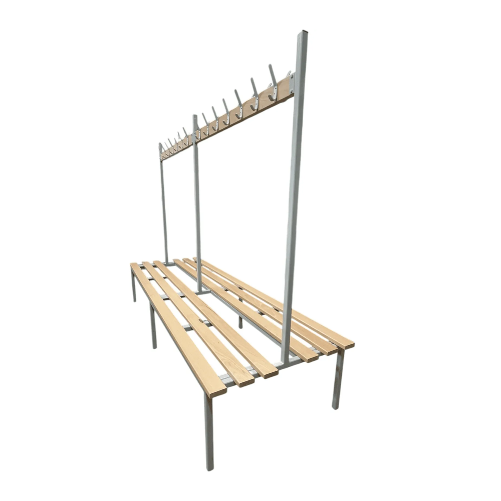 Double Sided Changing Room Bench with Hooks