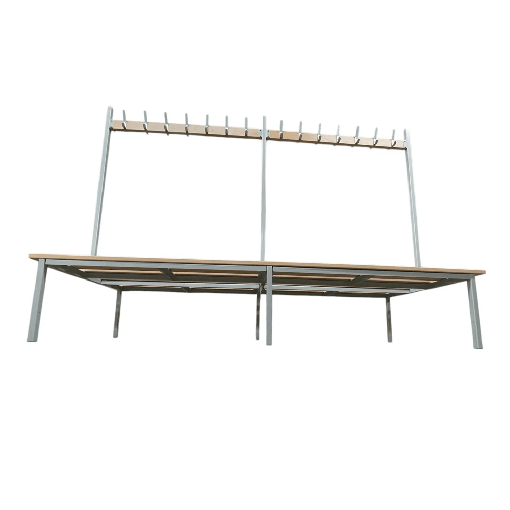 Double Sided Changing Room Bench with Hooks