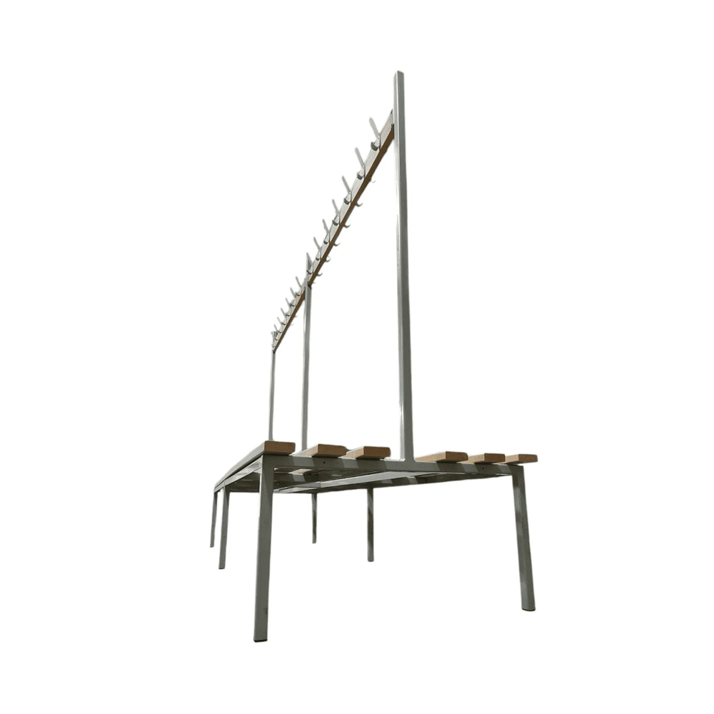 Double Sided Changing Room Bench with Hooks