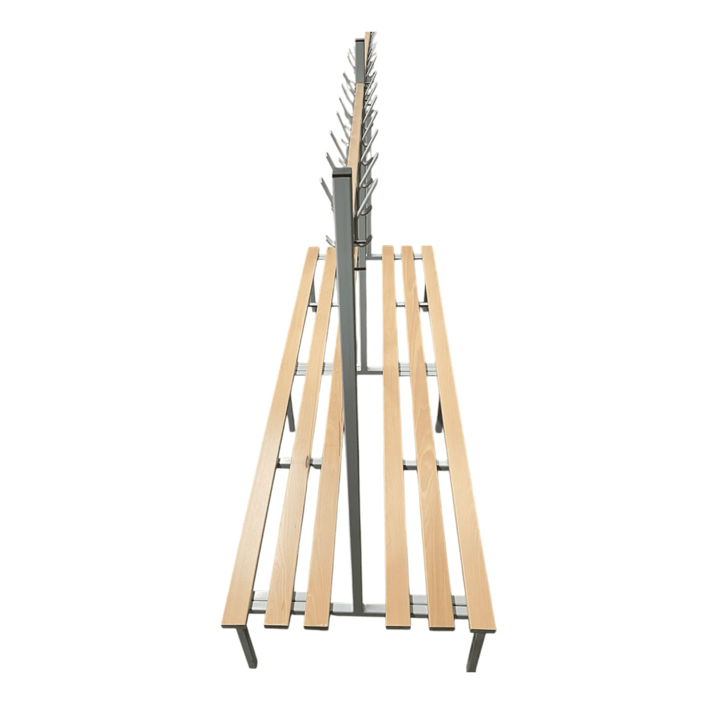 Double Sided Changing Room Bench with Hooks