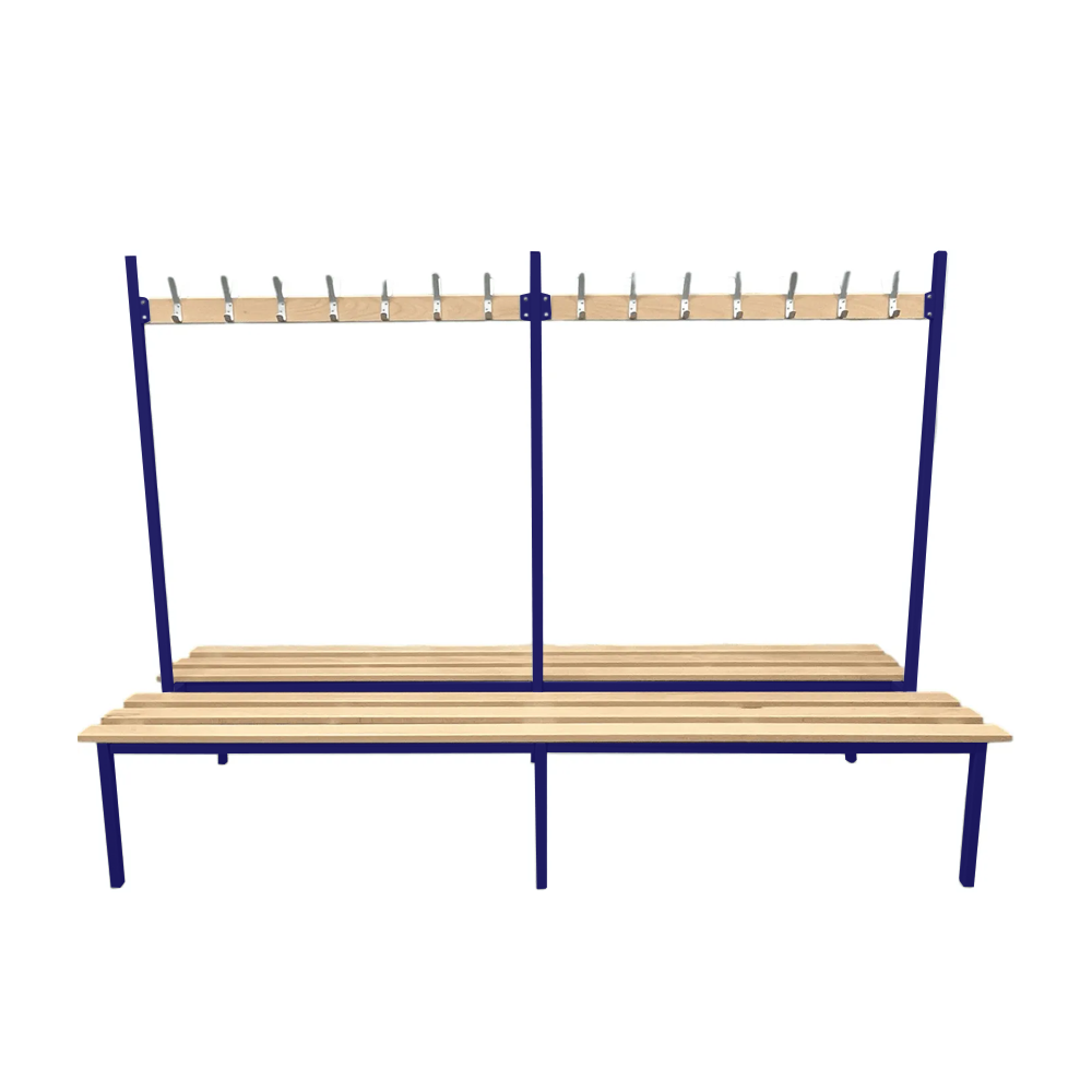 Double Sided Changing Room Bench with Hooks