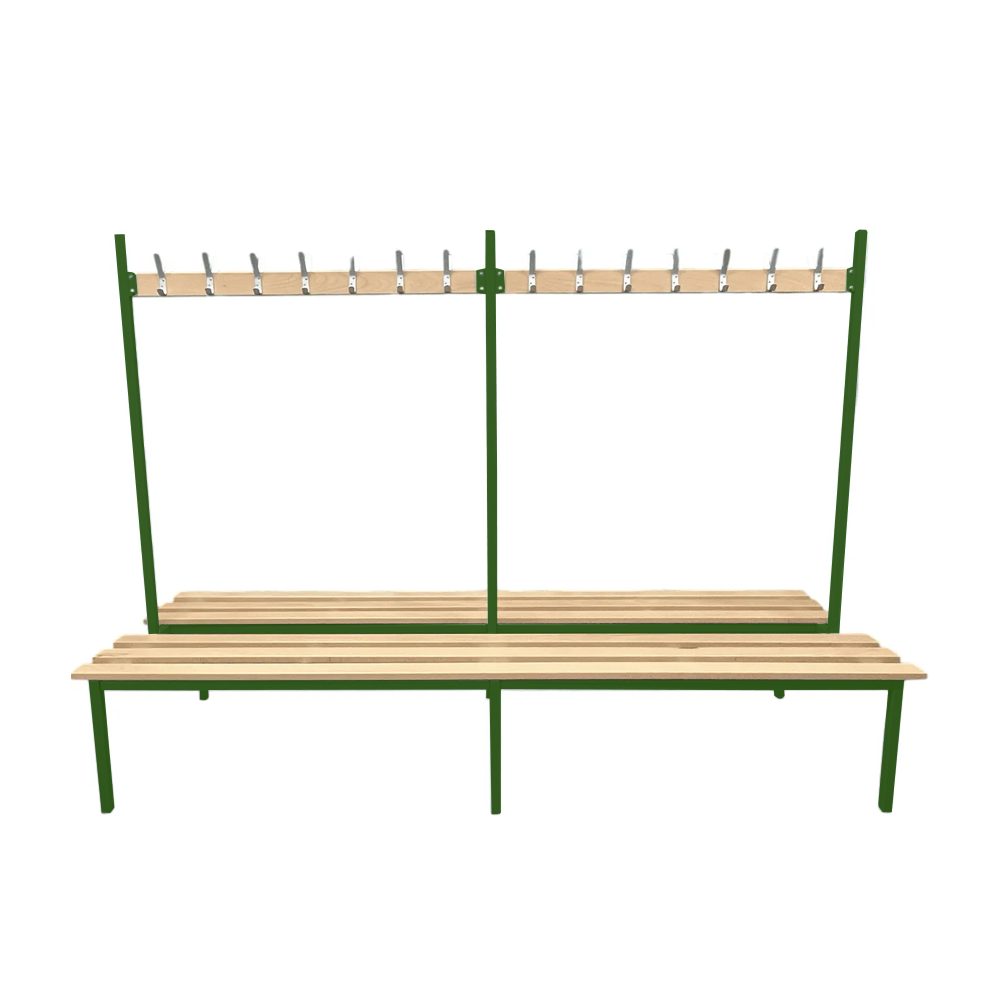 Double Sided Changing Room Bench with Hooks