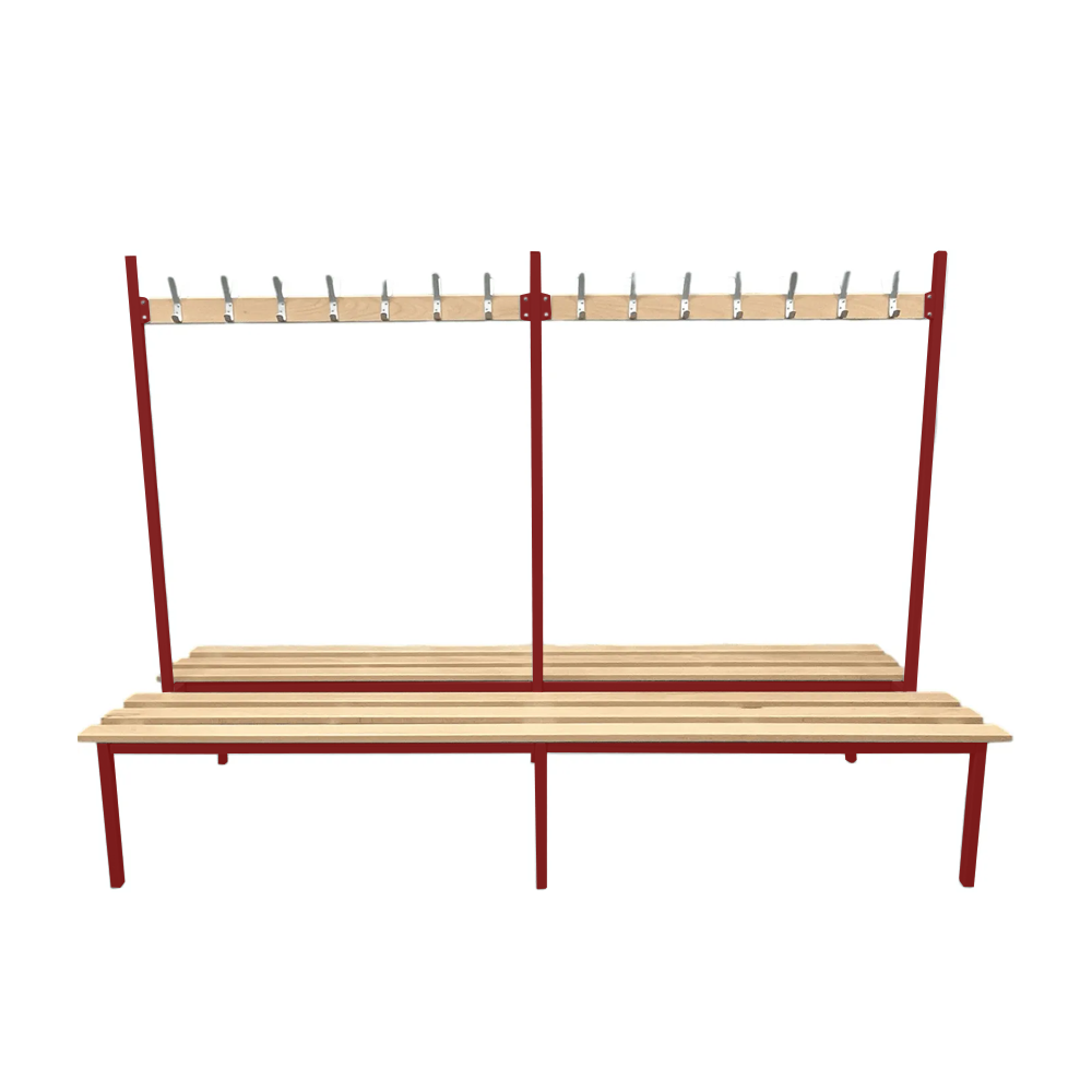 Double Sided Changing Room Bench with Hooks
