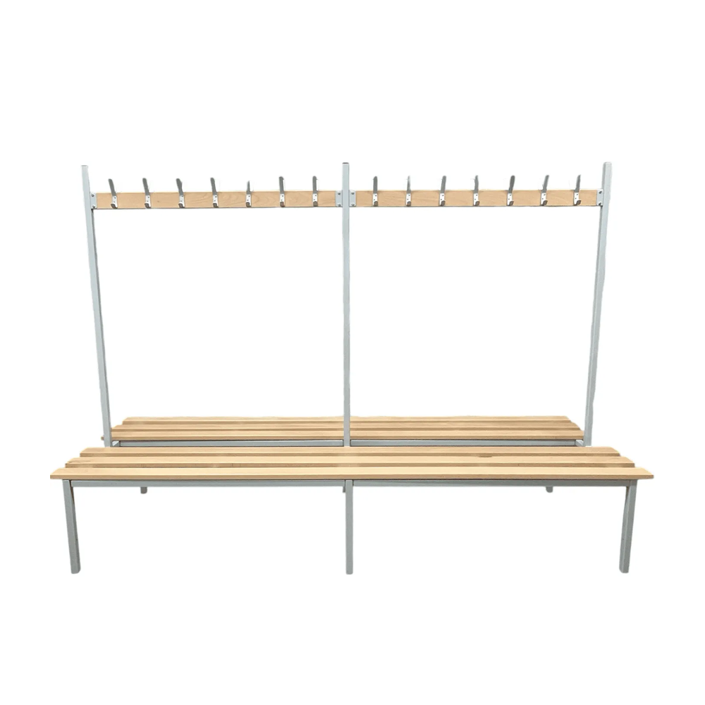 Double Sided Changing Room Bench with Hooks