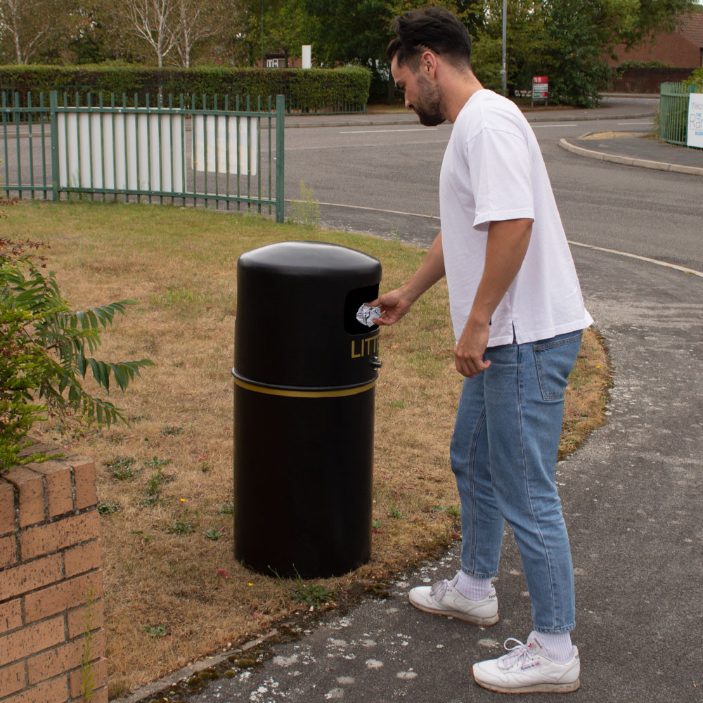 Eco Recycled Hooded Top Litter Bin - 90 Litre