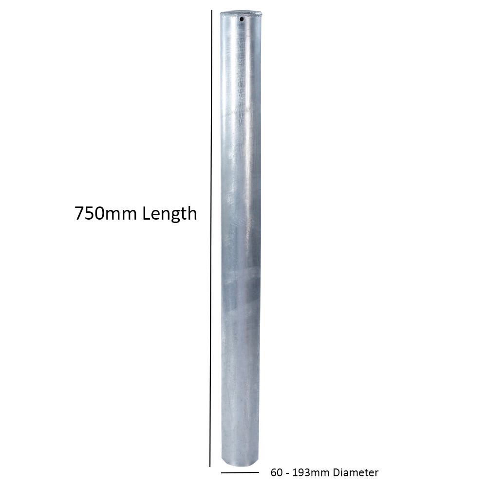 750mm Tall Galvanised Steel Bollard - dimensions 2