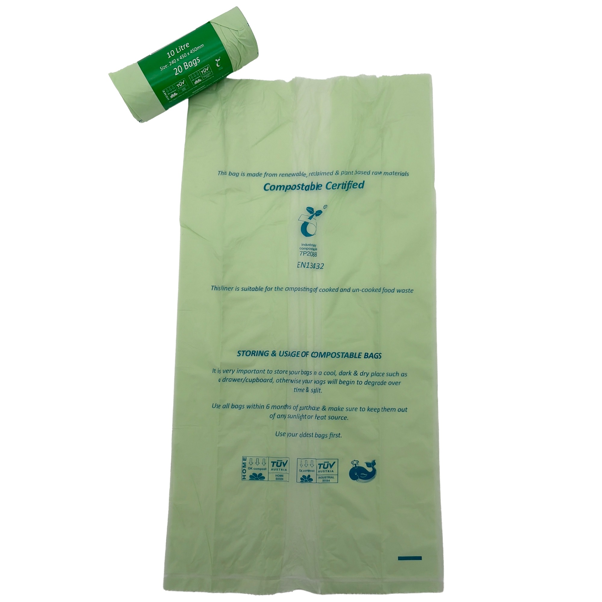 Compostable Food Waste Bags - 10 Litre x20 Per Roll