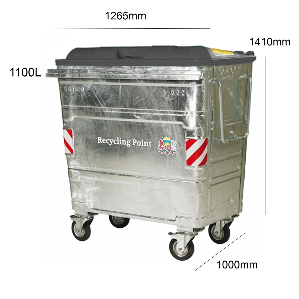 Simpler Recycling Kerbside Galvanised Steel Wheeled Bin - 500L-1280L