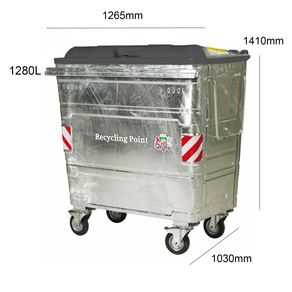 Simpler Recycling Kerbside Galvanised Steel Wheeled Bin - 500L-1280L