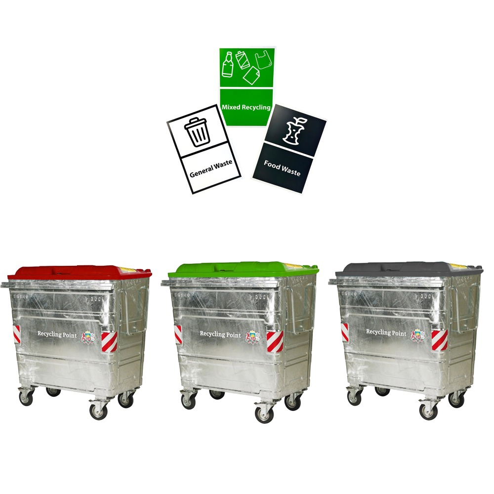 Simpler Recycling Kerbside Galvanised Steel Wheeled Bin - 500L-1280L