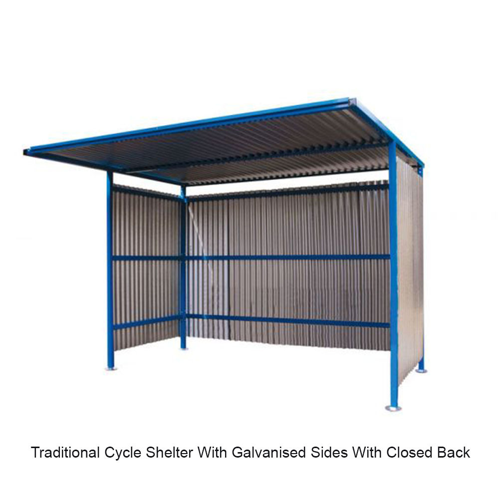 Traditional Cycle Shelter With Galvanised Sides