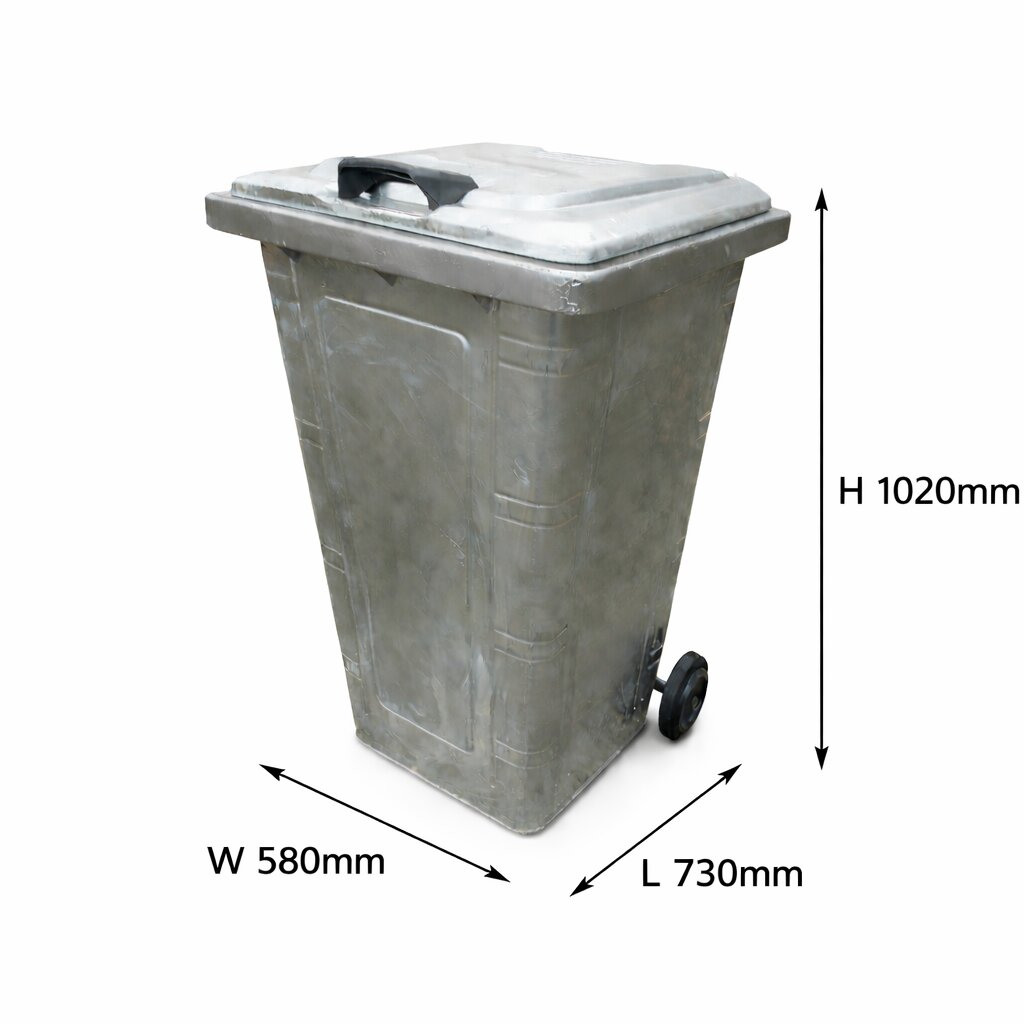 Galvanised Steel Wheelie Bin - 240 Litre