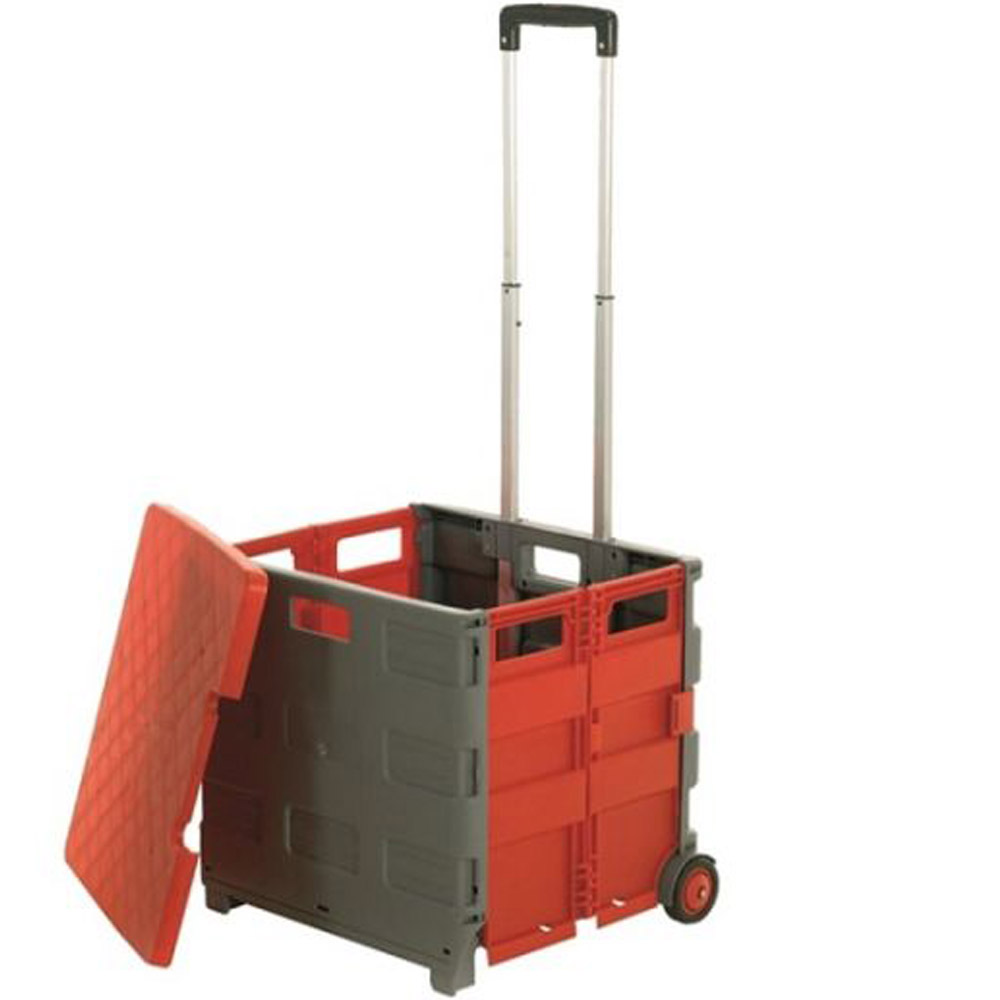 Grey & Red Folding Box Truck with Lid - 35kg Capacity