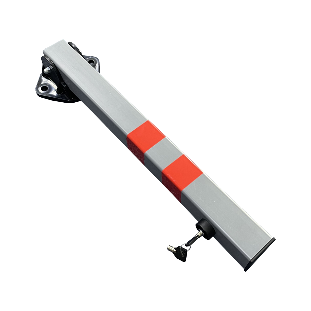 grey plastic folding parking bollard  folded down.