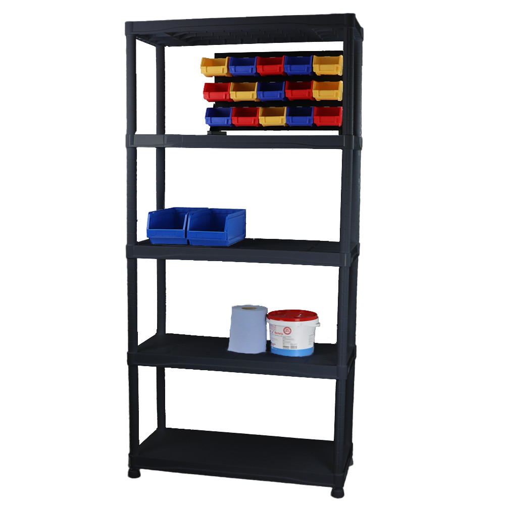 Plastic Garage Storage Rack - Heavy Duty - 4 or 5 Shelves - Kingfisher ...