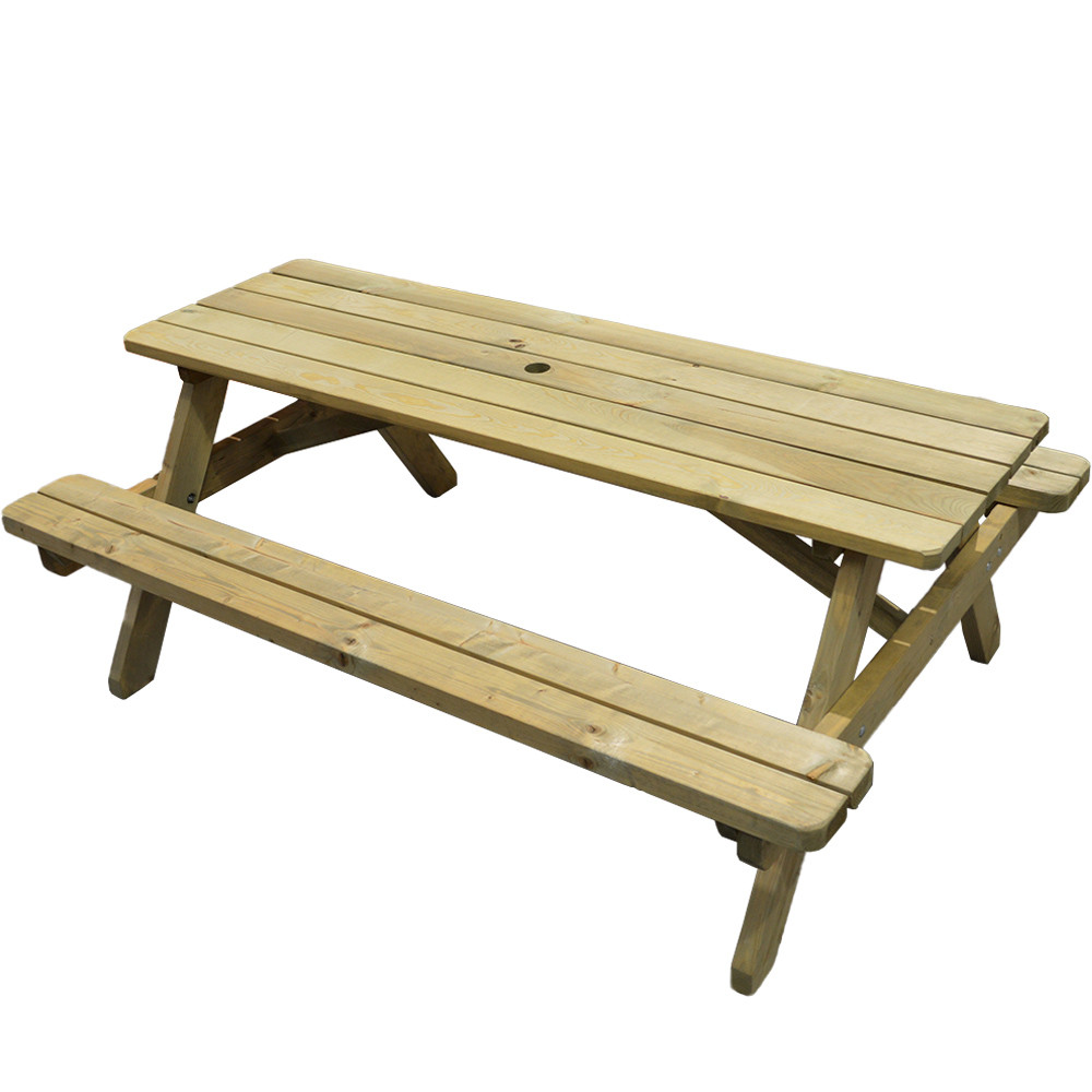 Outdoor wooden picnic bench top