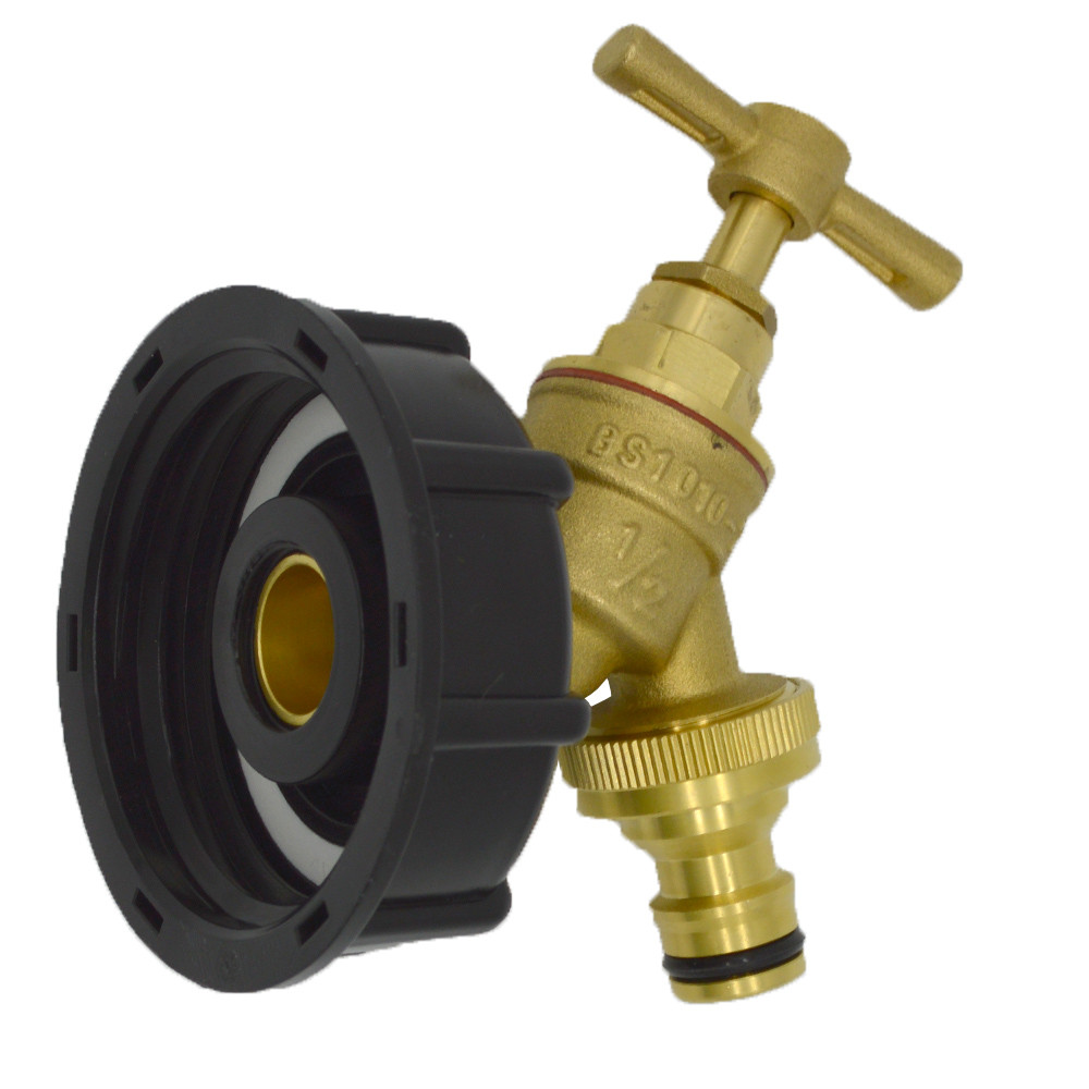 IBC Tap - S60X6 (2 Inch) x Brass Tap to 1/2" Snap on Connector