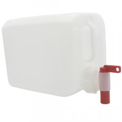 Translucent 5 litre jerry can with translucent and red aeroflow tap attached