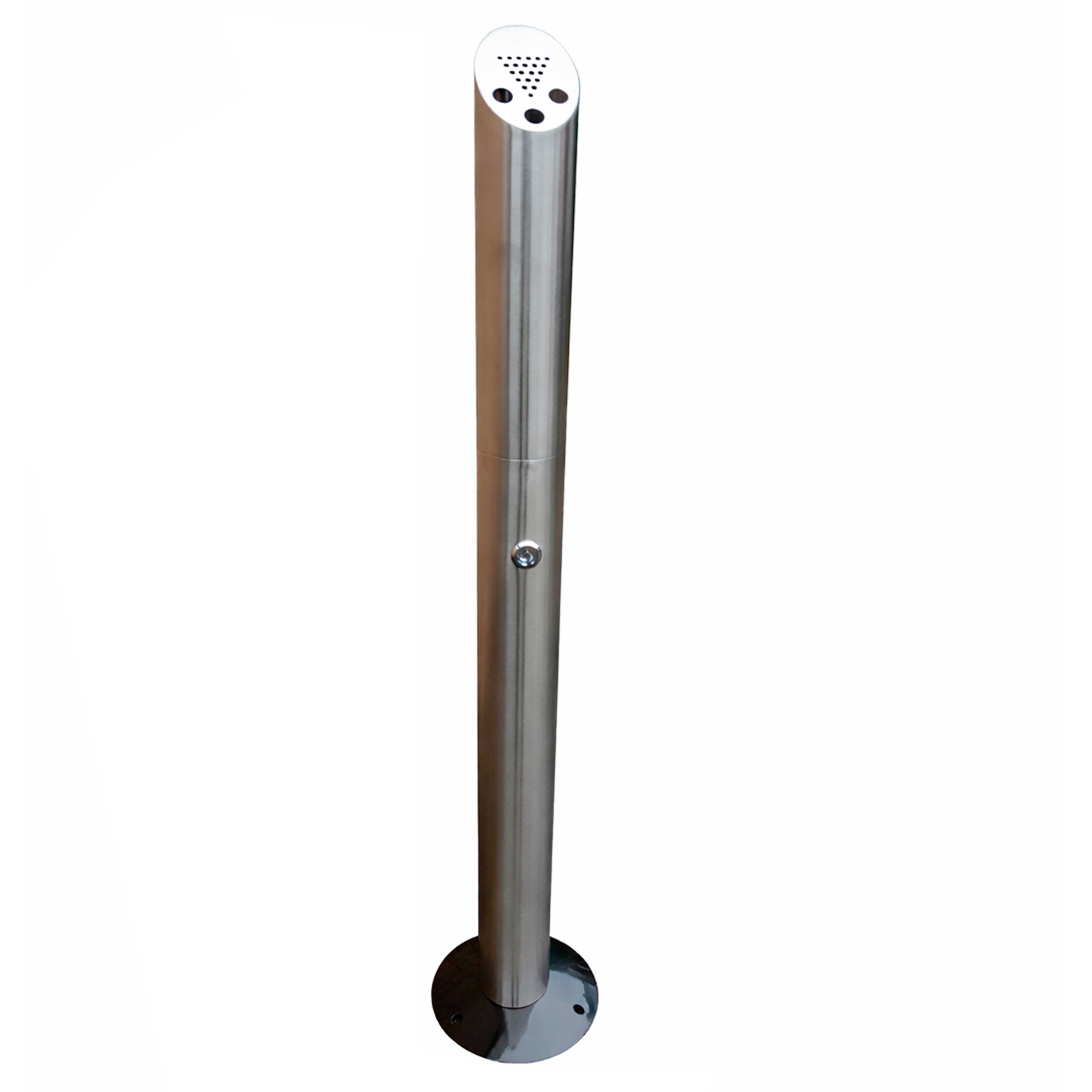 Floor Mounted Brushed Steel Cylinder Cigarette Bin