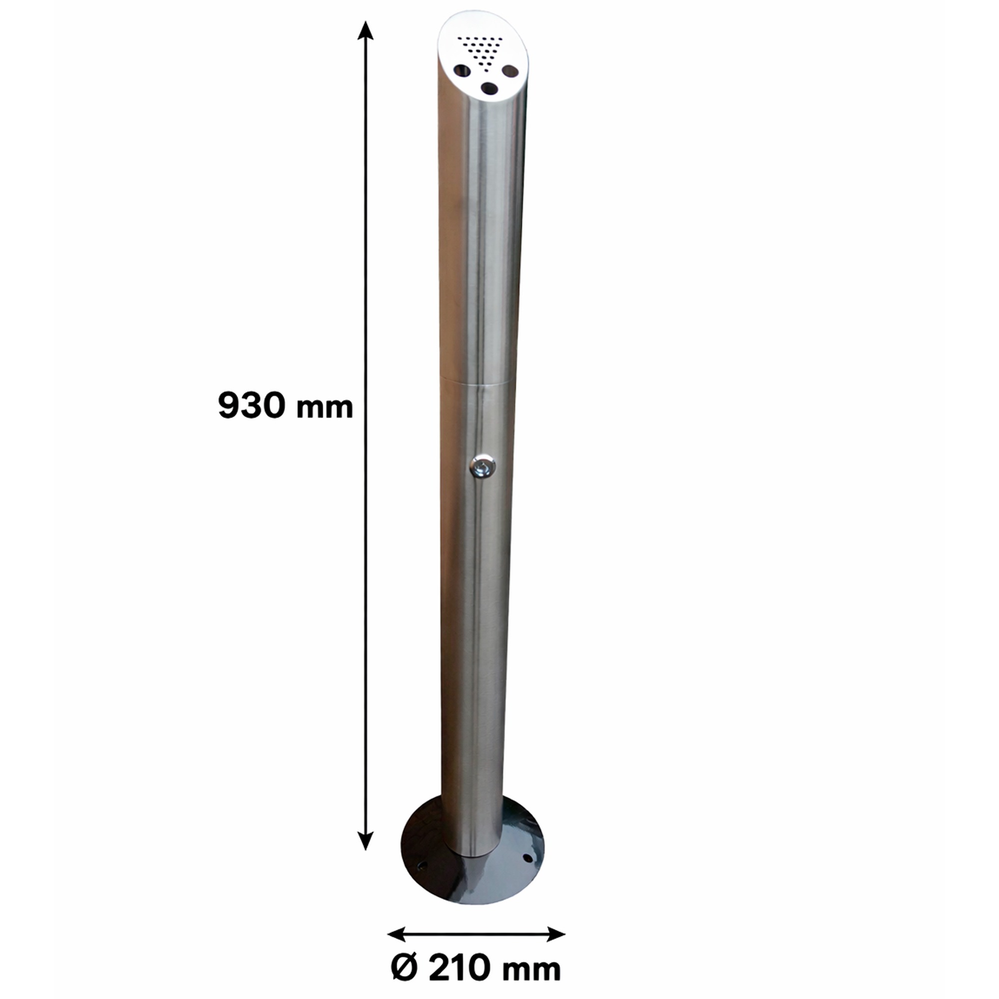 Floor Mounted Brushed Steel Cylinder Cigarette Bin