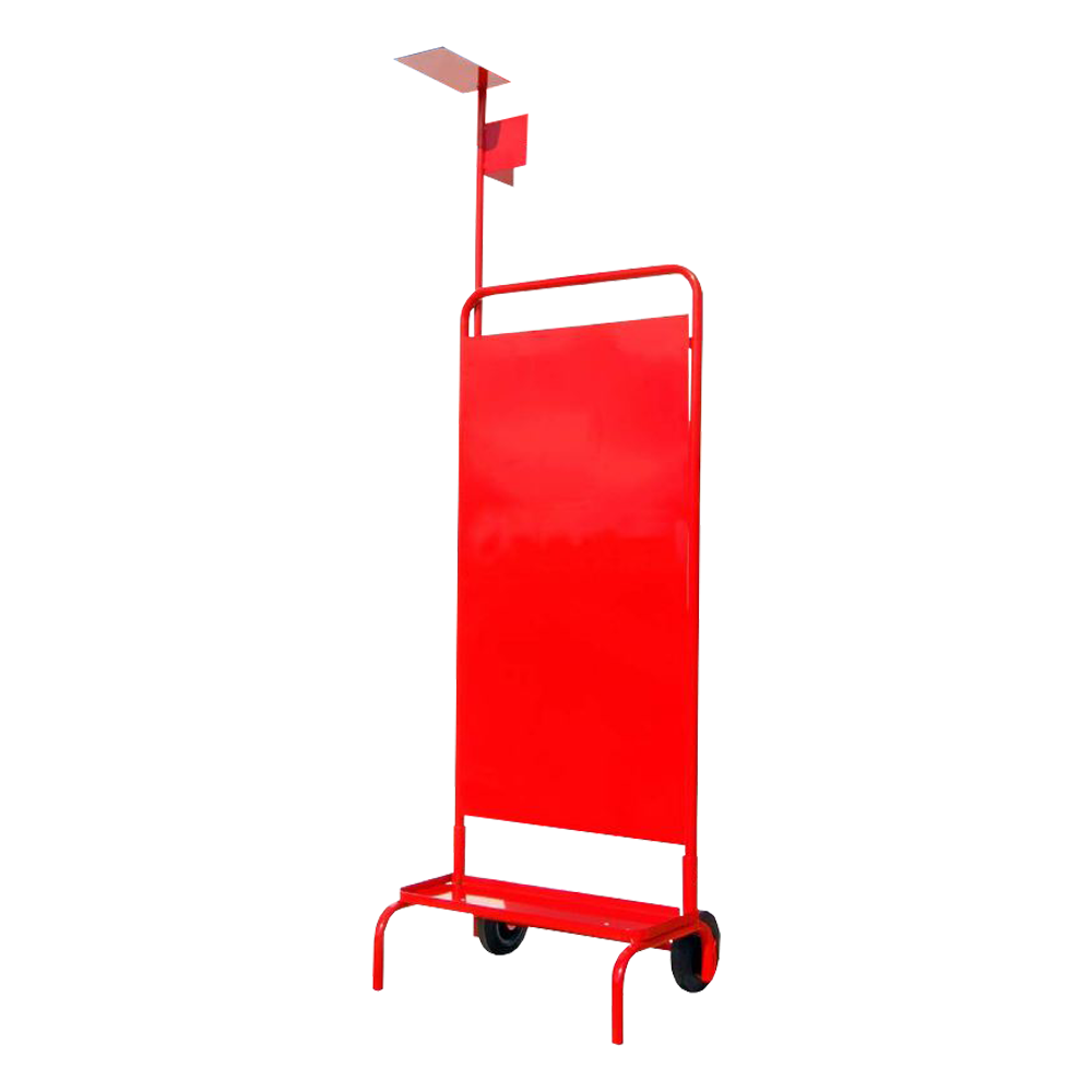 large red fire extinguisher stand