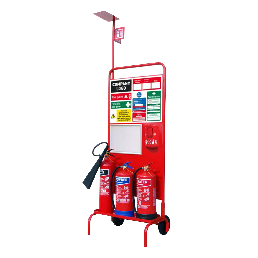 large red fire extinguisher stand