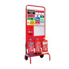 large red fire extinguisher stand