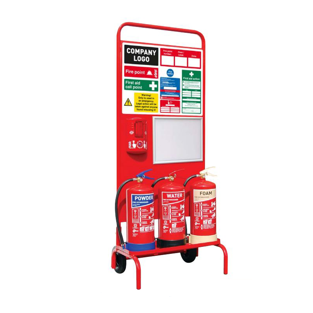 Fire Trolly Using Sign Large Triple Fire Extinguisher Trolley - Kingfisher Direct
