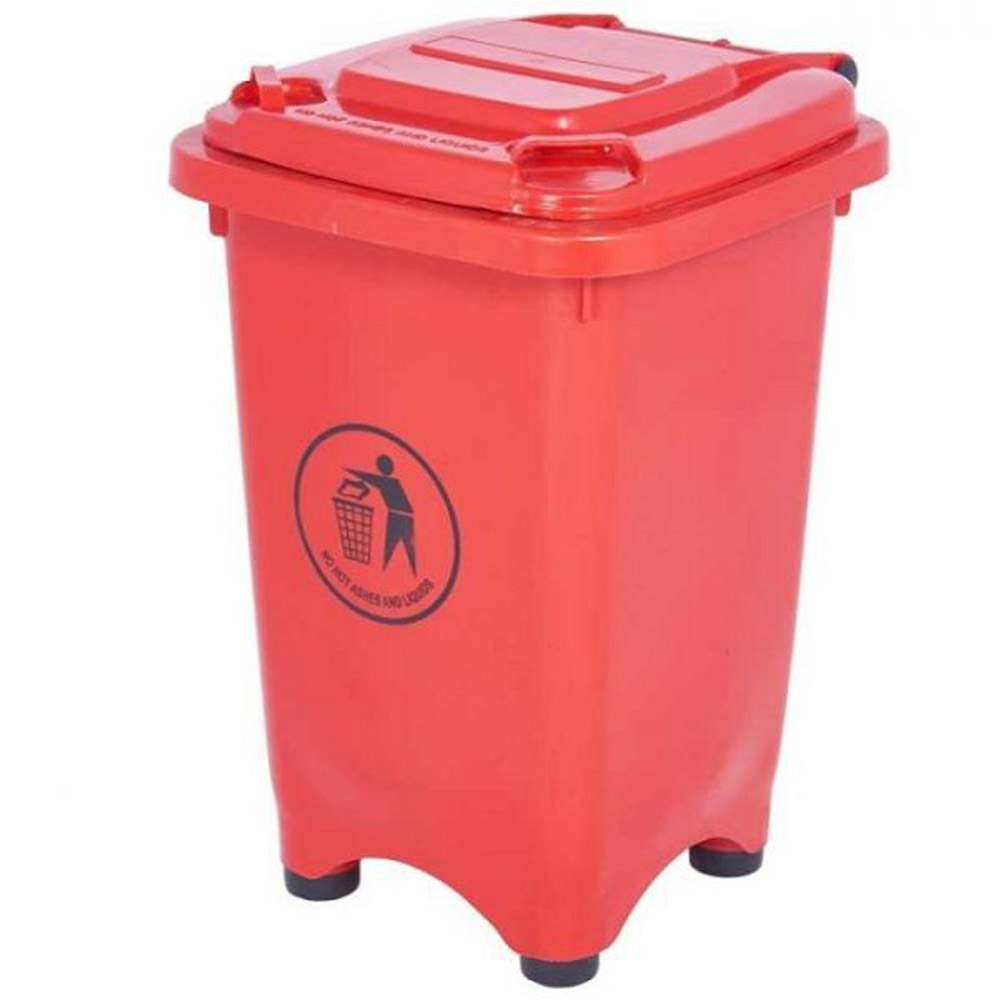 50 Litre Litter Bin with Feet - red