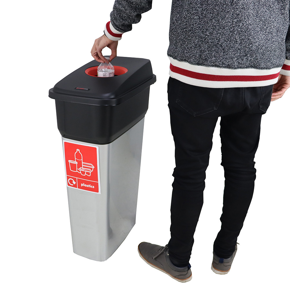 Slim Metal Look Plastic Recycling Bin