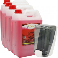 Liquid Soap Antibacterial Hand Wash - 4 x 5 Litre - Rose - Free 1L Dispenser